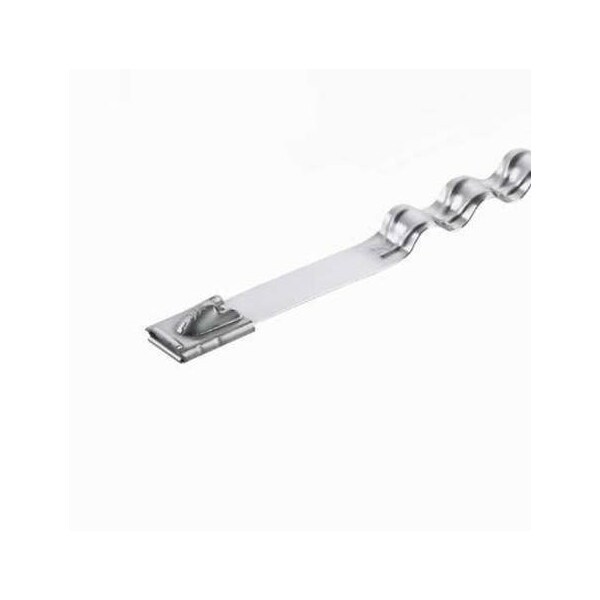 Cable Tie, 33 in L, 10 in Max Bundle Dia., Silver, 304 Stainless steel, 450 lb Strength, 50 PK